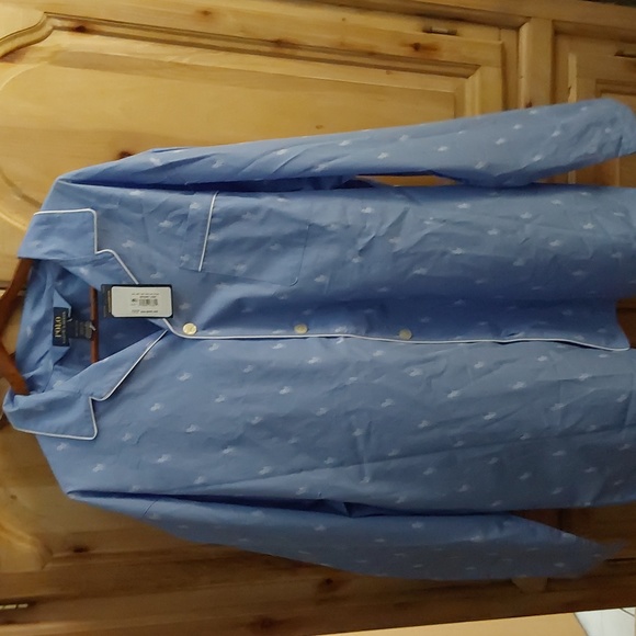 BNWT POLO RALPH LAUREN SLEEPWEAR TOP SUZE 1XL BLUE N WHITE POLO HORSES - Picture 1 of 4